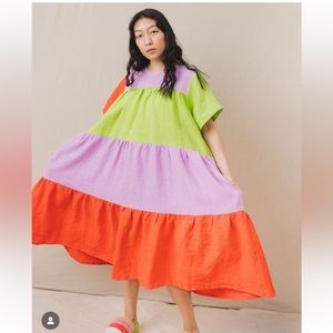 Nettle Studios Rainbow Sherbet Linen Dress